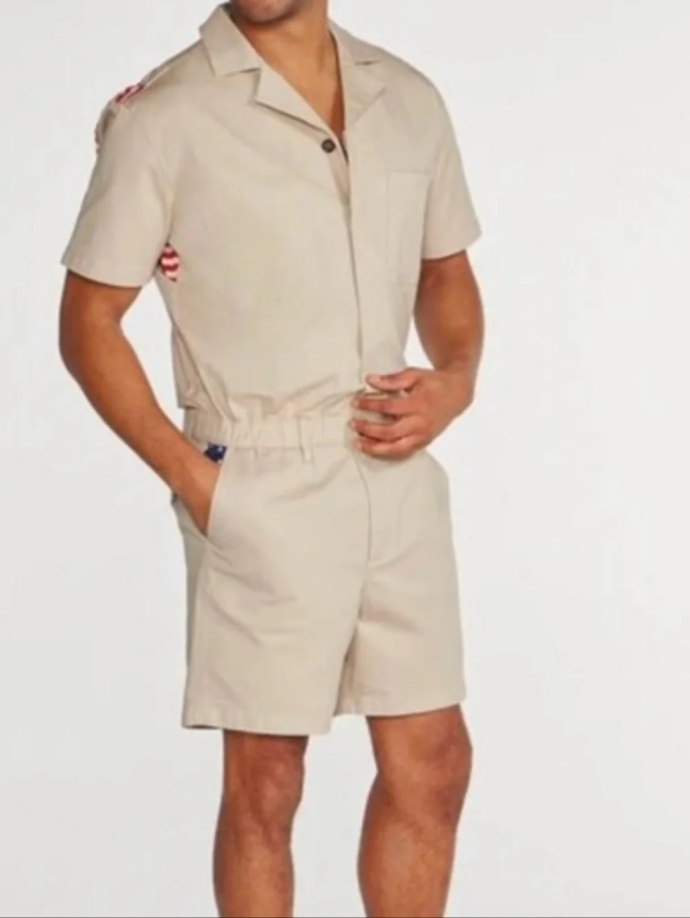 chubbies ♡ americana coveralls shortalls flag usa jumpsuit danger zone xxl retro